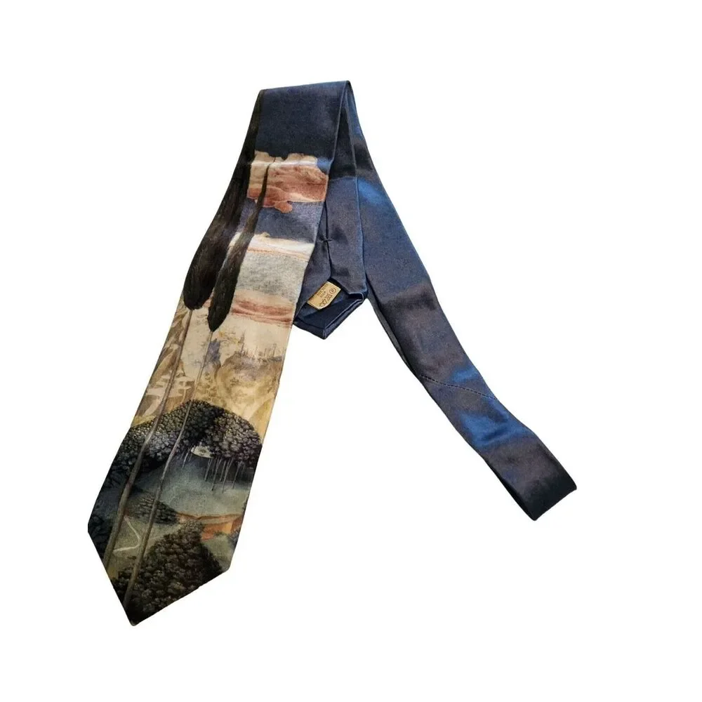#6389 Giorgo Guerrini Maraldi Vintage Men's Necktie Blue print 58 in x 4 in